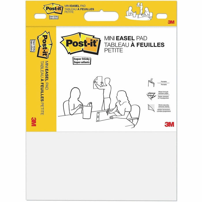 Post-it&reg; Super Sticky Easel Pad - 20 Sheets - White Paper - Super Sticky, Portable, Self-stick, Resist Bleed-through, Removable, Sturdy Back - Recycled - 2 / Pack