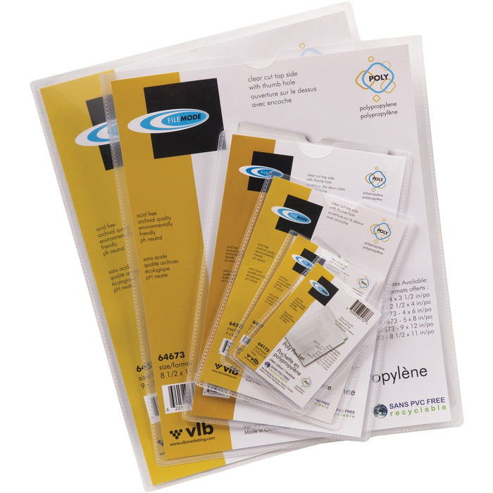 Filemode Letter No File Pocket - 8 1/2" (215.90 mm) x 11" (279.40 mm) - Clear - 1 Each