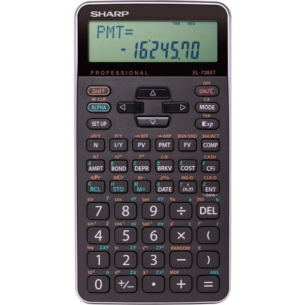 Sharp 10-digit Professional Financial Calculator - Hard Case - 2 Line(s) - 10 Digits - LCD - Battery Powered - 1 x CR2032 - 0.5" (11.94 mm) Height x 3" (76.96 mm) Width x 5.9" (150.11 mm) Depth - Black - Handheld - 1 Each