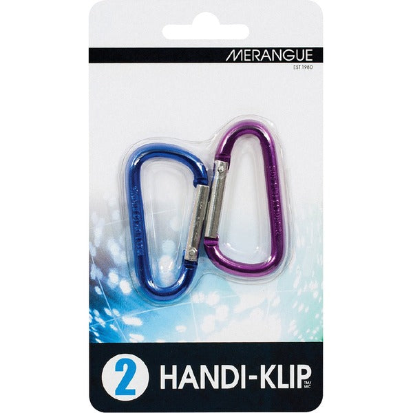 Merangue Handi-Klip Carabiner - Large - for Cloth, ID Card, Backpack, Belt, Key - Easy to Use - Assorted - 1 Each