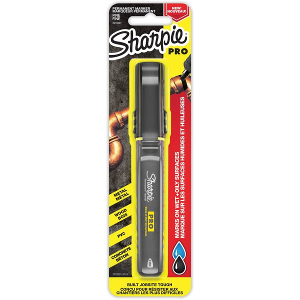 Sharpie PRO Permanent Marker Fine Point - Fine Chisel Marker Point - Black Ink - Gray Barrel - 1 Each