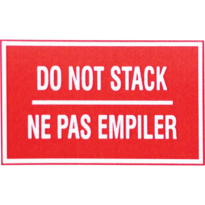 Spicers Paper Shipping Label - Do Not Stack - 3" (76.20 mm) Height x 5" (127 mm) Width - Rectangle - Red, White - 500 / Roll