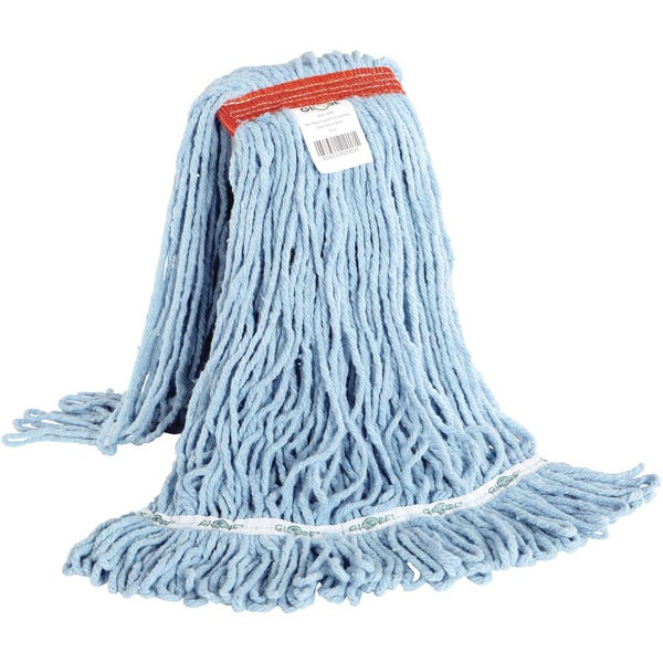 Globe Synthetic Looped End Wet Mop Narrow Band Blue 20oz - 7" (177.80 mm) Width x 17" (431.80 mm) Length - Synthetic Yarn - 1 Each