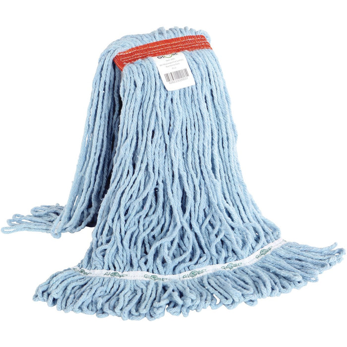 Globe Syn-Pro Synthetic Narrow Band Wet Blue Looped End Mop - 20 Oz / Blue - 6.50" (165.10 mm) Width x 17.50" (444.50 mm) Length - Looped Ends, Shrinkless, Fray Resistant, Tailband, Tangle Resistant, Chemical Resistant - Synthetic Yarn - Blue - 1.25 lb (5