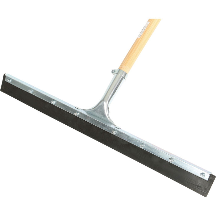 Globe 24" Straight Squeegee Black Rubber Assembled With 54" Tapered Wood Handle - 24" (609.60 mm) Rubber Blade - 54" (1371.60 mm) Wood Handle - 7" (177.80 mm) Height x 24" (609.60 mm) Width x 59" (1498.60 mm) Length - Corrosion Resistant, Sturdy, Rust Res