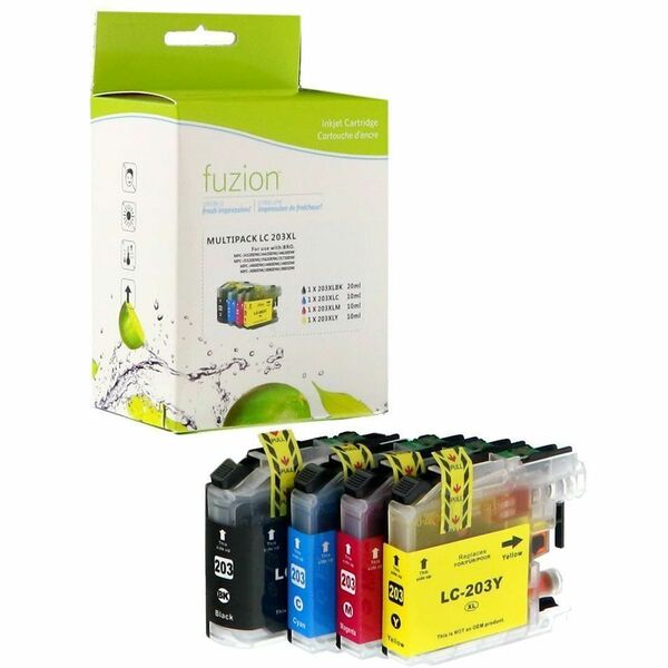 fuzion - Alternative for Brother LC61 Compatible Inkjet Set - C/K/M/Y - 450 Pages Black, 325 Pages Cyan, 325 Pages Magenta, 325 Pages Yellow