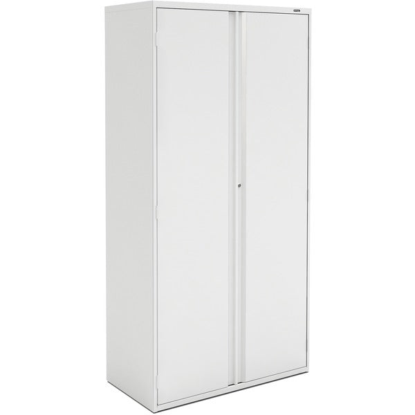 Offices To Go MVLS72L 72" Storage Cabinet - 36" (91.44 cm) Width x 18" (45.72 cm) Depth x 72" (182.88 cm) Height - 4 x Shelf(ves) - 2 x Door(s) - Hinged Door, Lockable, Recessed, Bottle Storage, Leveling Glide - Designer White