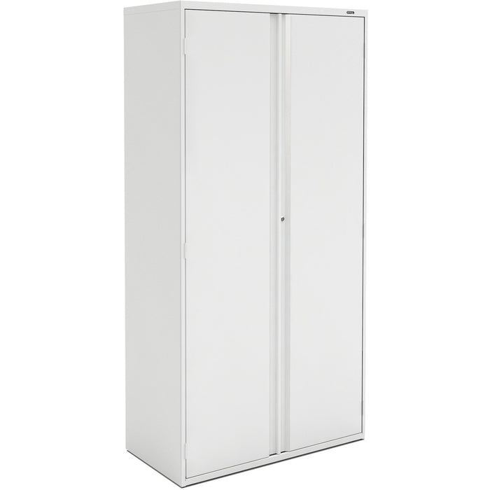 Offices To Go MVLS72L 72" Storage Cabinet - 36" (91.44 cm) Width x 18" (45.72 cm) Depth x 72" (182.88 cm) Height - 4 x Shelf(ves) - 2 x Door(s) - Hinged Door, Lockable, Recessed, Bottle Storage, Leveling Glide - Designer White