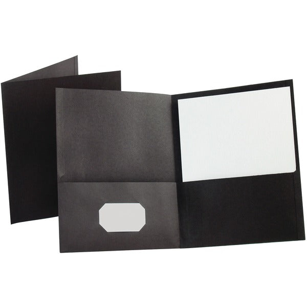 Oxford Recycled Portfolio - 100 Sheets Capacity - 2 Inside Front Pocket - Black - 6 / Pack