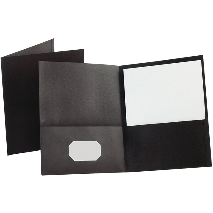 Oxford Recycled Portfolio - 100 Sheets Capacity - 2 Inside Front Pocket(s) - Black - 6 / Pack