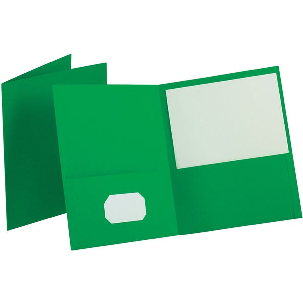 Oxford Letter Recycled Portfolio - 8 1/2" (215.90 mm) x 11" (279.40 mm) - 100 Sheets Capacity - 2 Inside Front Pocket - Green - 6 / Pack