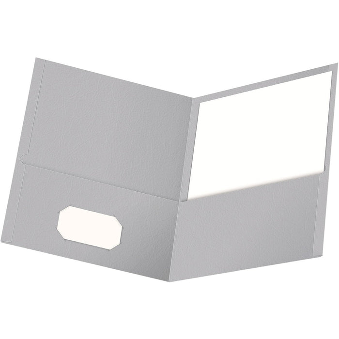 Oxford Letter Recycled Portfolio - 8 1/2" (215.90 mm) x 11" (279.40 mm) - 100 Sheets Capacity - 2 Inside Front Pocket(s) - Gray - 6 / Pack