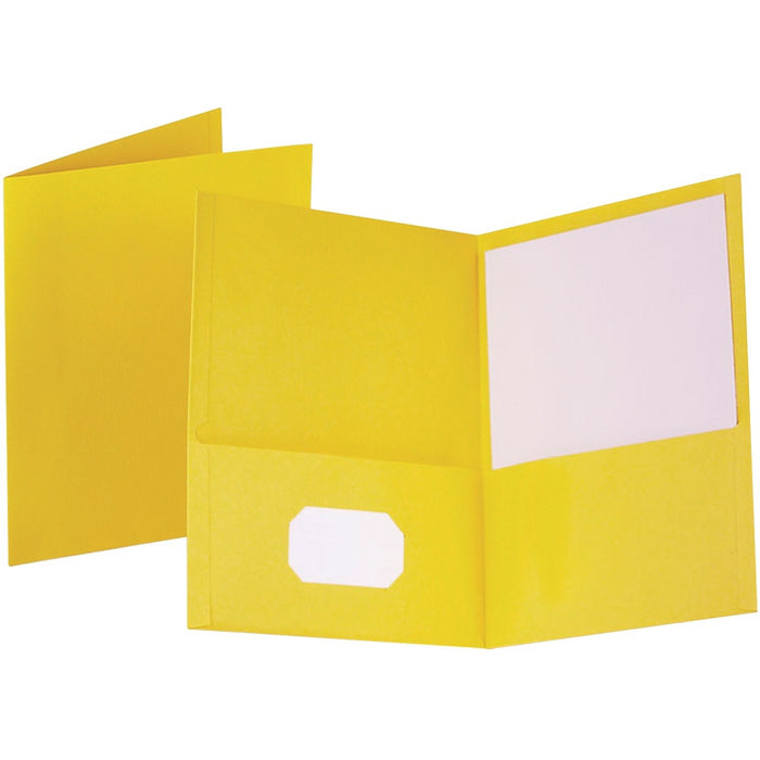 Oxford Letter Recycled Portfolio - 8 1/2" (215.90 mm) x 11" (279.40 mm) - 100 Sheets Capacity - 2 Inside Front Pocket(s) - Yellow - 6 / Pack