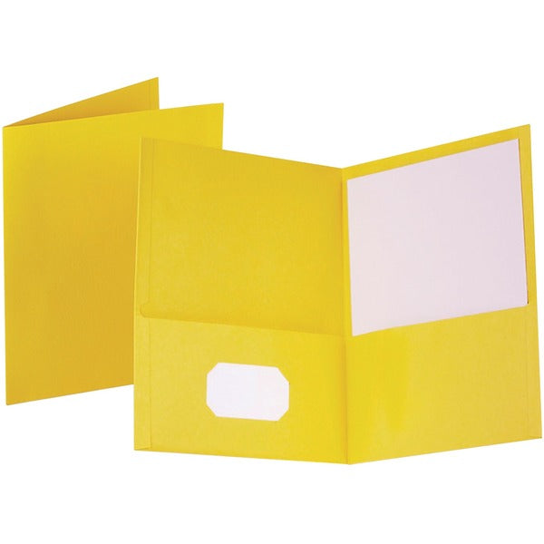 Oxford Letter Recycled Portfolio - 8 1/2" (215.90 mm) x 11" (279.40 mm) - 100 Sheets Capacity - 2 Inside Front Pocket - Yellow - 6 / Pack