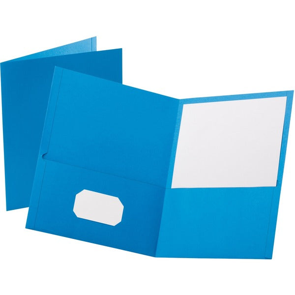 Oxford Letter Recycled Portfolio - 8 1/2" (215.90 mm) x 11" (279.40 mm) - 100 Sheets Capacity - 2 Inside Front Pocket - Light Blue - 6 / Pack