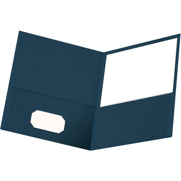 Oxford Letter Recycled Portfolio - 8 1/2" (215.90 mm) x 11" (279.40 mm) - 100 Sheets Capacity - 2 Inside Front Pocket - Dark Blue - 6 / Pack