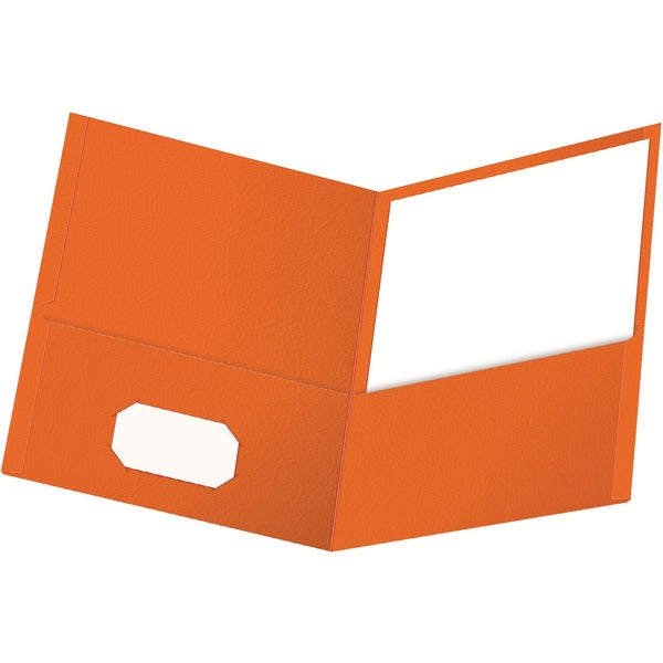 Oxford Letter Recycled Portfolio - 8 1/2" (215.90 mm) x 11" (279.40 mm) - 100 Sheets Capacity - 2 Inside Front Pocket - Orange - 6 / Pack