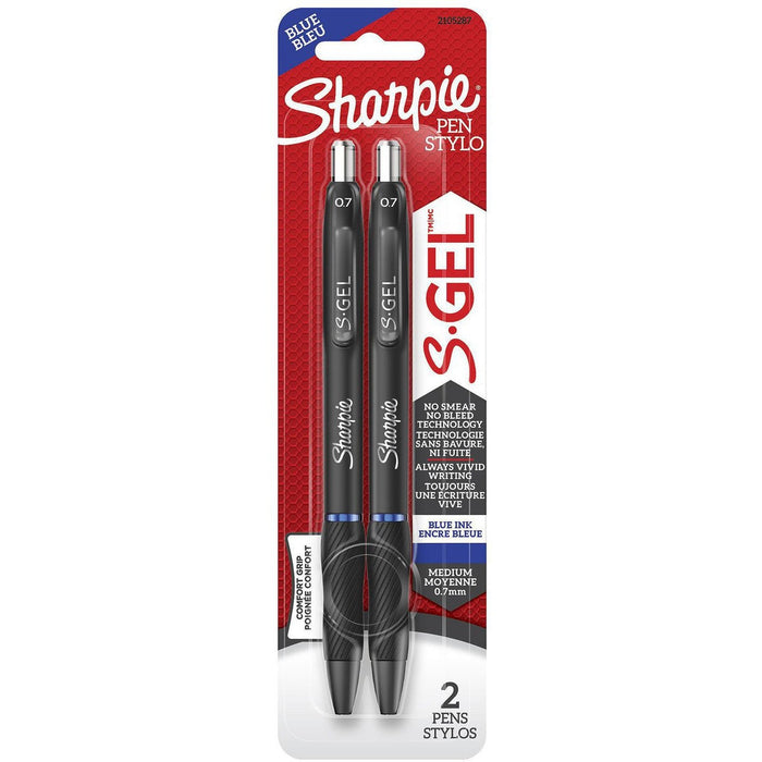 Sharpie S-Gel Pens - Retractable - Blue Ink - Gel-based - Writing - 2 / Pack