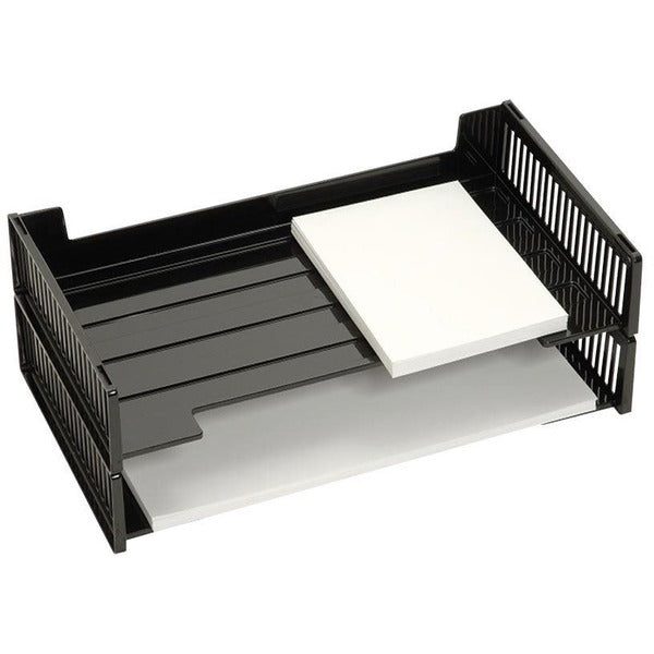 Korr Side Load Legal Tray - Desktop - Stackable, Side-loading, Sturdy - Black - Plastic - 2 / Pack
