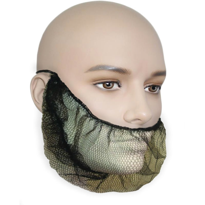 RONCO Beard Cover Honeycomb Mesh - Recommended for: Food Processing, Beverage Processing, Laboratory, Clinic, Food Service, Aquaculture, Kitchen, Bakery, Healthcare - Universal - Facial Hair Protection - Ties Closure - Polyester Mesh, Elastic - Brown - Li