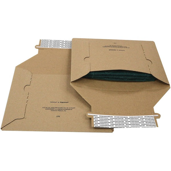 Supremex Conformer Mailer - Corrugated - 12 1/4" (311.15 mm) Width x 14 1/2" (368.30 mm) Length - 2" (50.80 mm) Gusset - Natural Kraft - Kraft - 1 / Each
