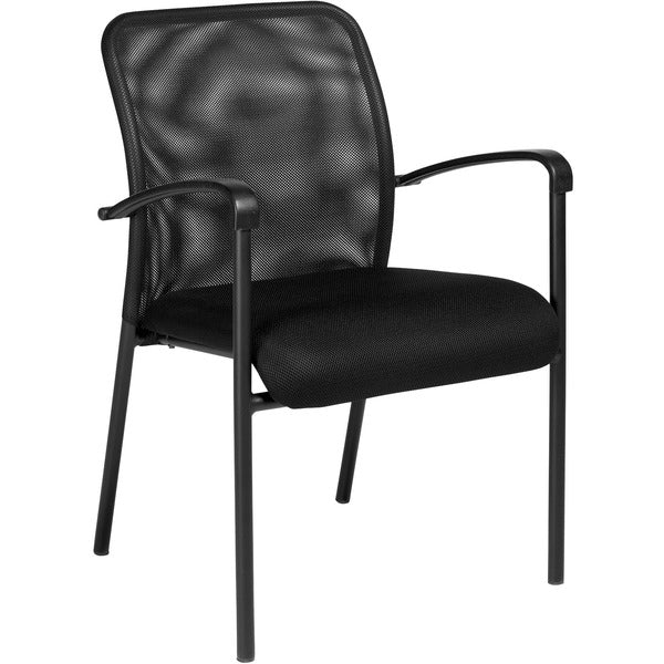 Offices to Go&reg; Dash Guest Chair - Fabric Seat - Mesh Back - Steel Frame - Black - Armrest - 1 Each