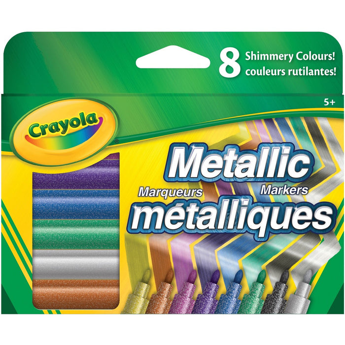 Crayola Coloring Marker - Purple Steel, Copper Mine, Green Machine, Slick Silver, Gold Ingot, Pink Bling, Black Iron, Cobalt Blue Ink - Art - 8 / Pack