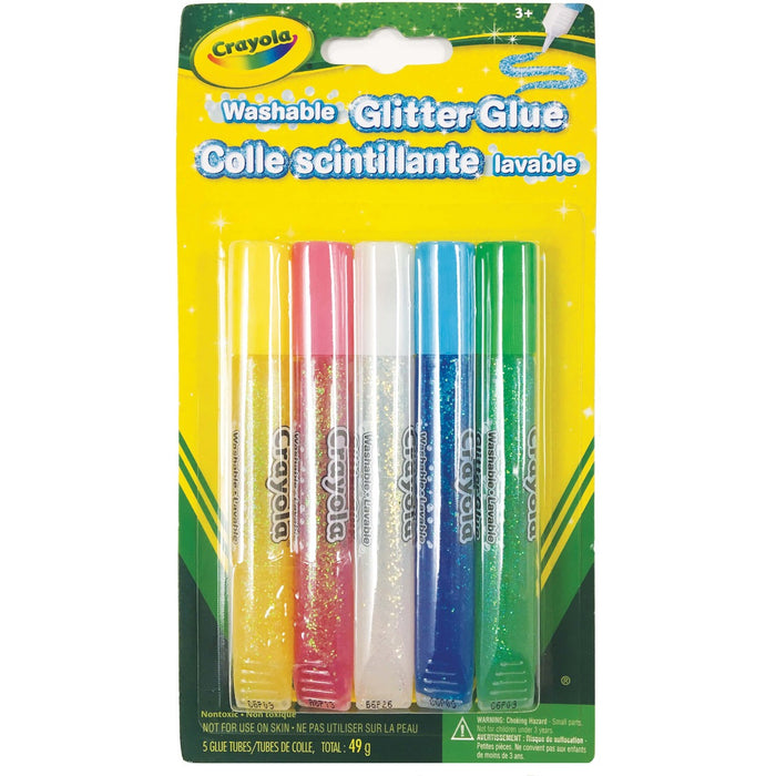 Crayola 5 Washable Glitter Glue - Project, Home, Classroom, Journal, Scrapbooking - 5 Piece(s) - Assorted