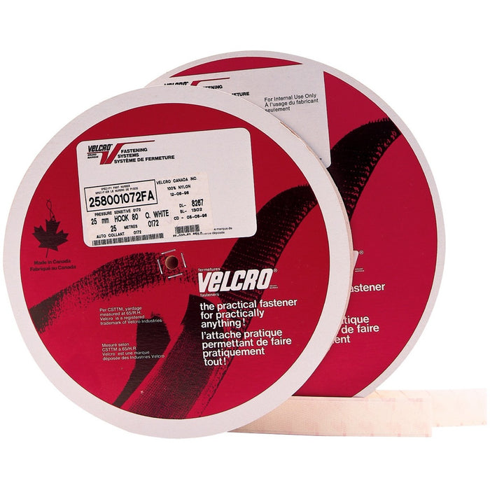 VELCRO&reg; 190959 Industrial Industrial - Loop 1000 - 25 yd (22.9 m) Length x 1" (25.4 mm) Width - White - Nylon Roll - 1 Each