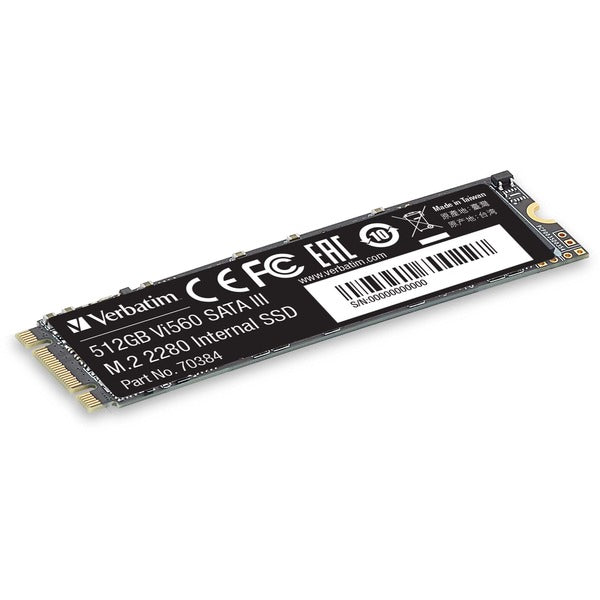 Verbatim Vi560 512 GB Solid State Drive - M.2 2280 Internal - SATA (SATA/600) - Notebook, Desktop PC Device Supported - 222 TB TBW - 560 MB/s Maximum Read Transfer Rate - 3 Year Warranty - 1 Pack