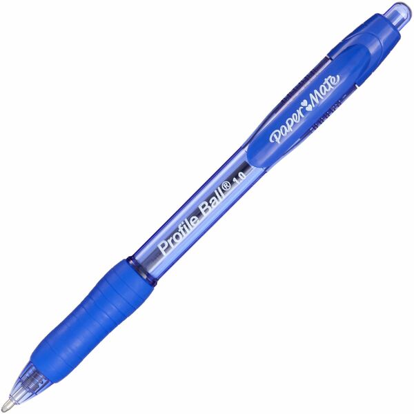 Paper Mate Profile 1.0mm Ballpoint Pens - 1 mm (0.04") Medium Conical Pen Point - Retractable - Blue Ink - Blue Barrel - 12 / Pack