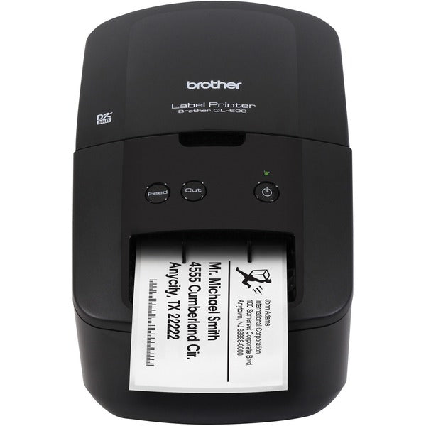 Brother QL-600 Desktop Direct Thermal Printer - Monochrome - Label Print - USB - 2.40" (60.96 mm) Print Width - 2.80 in/s (71 mm/s) Mono - 300 x 600 dpi - 1.14" (29 mm), 2.44" (62 mm), 0.67" (17 mm), 0.67" (17 mm), 2.28" (58 mm), 1.50" (38 mm), 2.44" (62