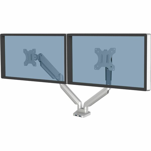 Fellowes Platinum Mounting Arm for Monitor - Silver - 2 Display(s) Supported - 27" Screen Support - 40 lb (18143.69 g) Load Capacity - 1 Each