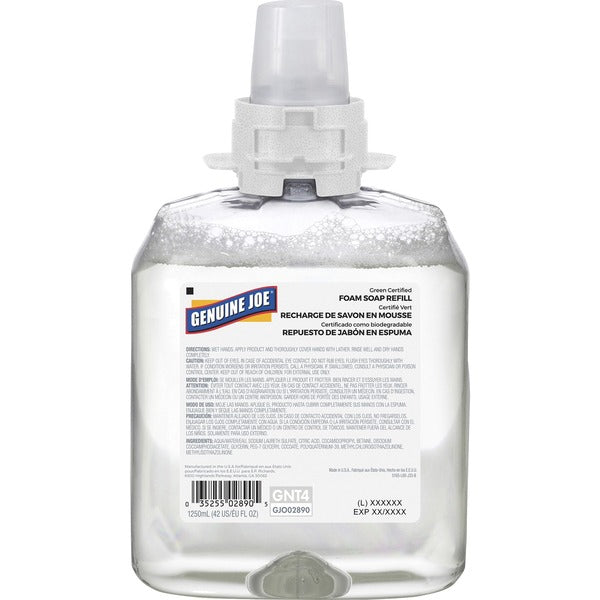 Genuine Joe Green Certified Soap Refill - Fragrance-free Scent - 1.25 L - Hand, Skin - Clear - 1 Each