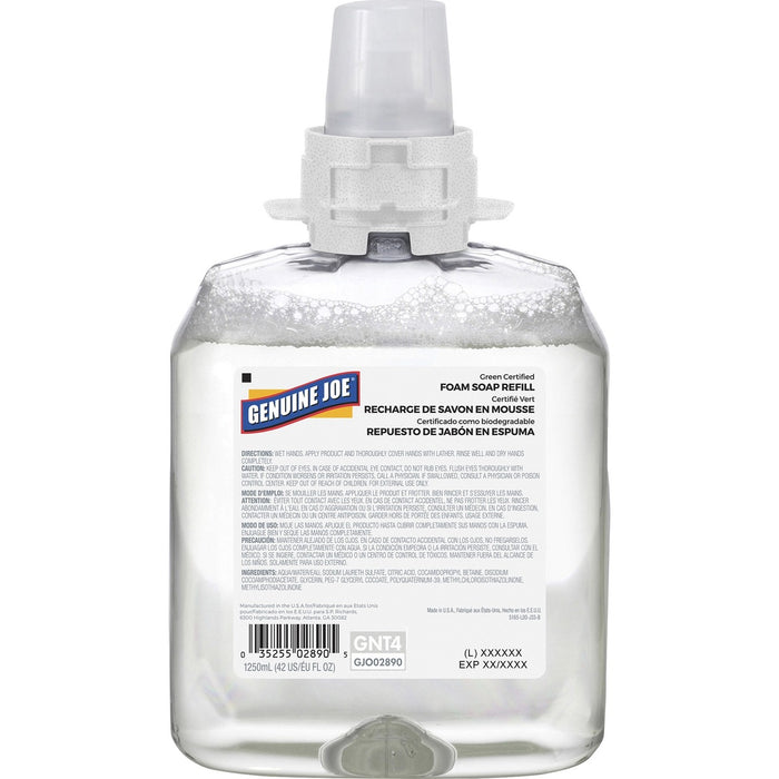 Genuine Joe Green Certified Soap Refill - Fragrance-free Scent - 1.25 L - Hand, Skin - Clear - No - 1 Each