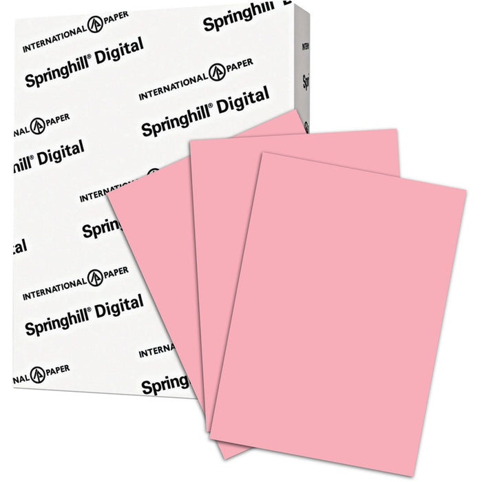 Springhill Vellum Bristol Paper Cover - Letter - 8 1/2" (215.90 mm) x 11" (279.40 mm) - 67 lb (30390.69 g) Basis Weight - Vellum, Soft Toothy - Sustainable Forestry Initiative (SFI) - Pink - 250 Sheets - 250 / Pack