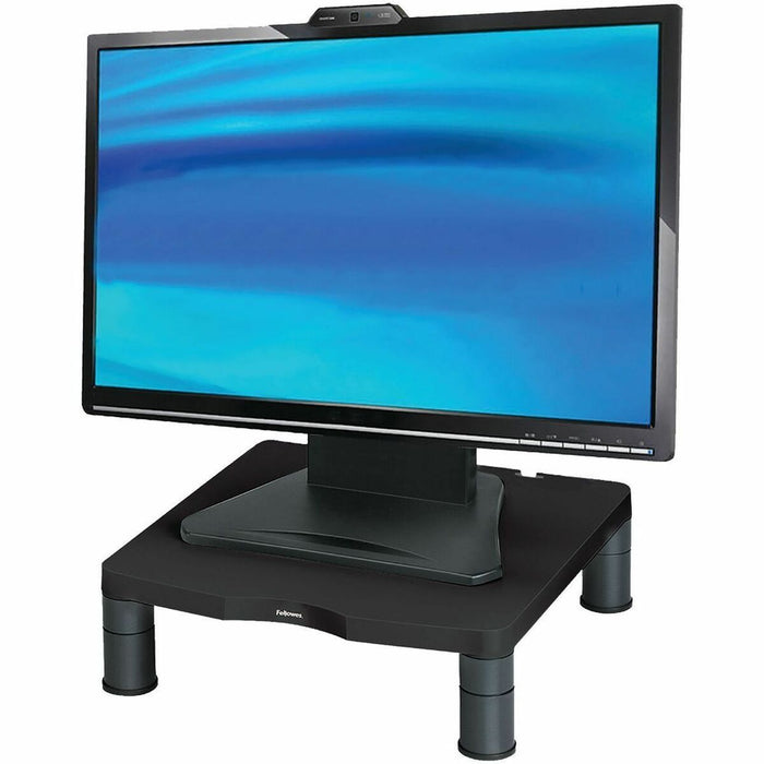 Fellowes Standard Adjustable Monitor Riser Black - Up to 21" Screen Support - 60 lb (27215.54 g) Load Capacity - 3.88" (98.55 mm) Height x 13.19" (335.03 mm) Width x 13.50" (342.90 mm) Depth - Plastic - Black - For Monitor - Adjustable, Stackable, Cable M