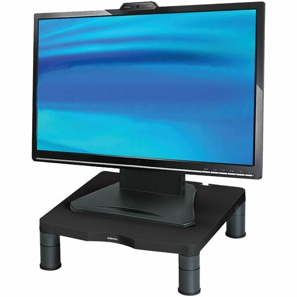 Fellowes Standard Adjustable Monitor Riser Black - Up to 21" Screen Support - 60 lb (27215.54 g) Load Capacity - 4" (101.60 mm) Height x 13.13" (333.38 mm) Width x 13.50" (342.90 mm) Depth - Plastic - Black, Gray