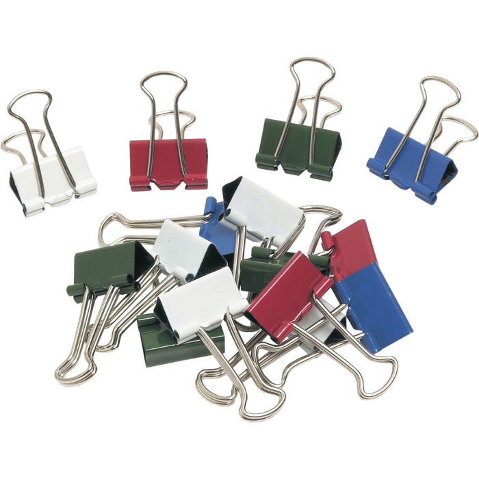 Westcott 3/4" (19 mm) Coloured Fold Back Clips, 100/box - 0.4" (10 mm) Size Capacity - for Paper, Office - Rust Resistant, Removable Handle, Storage Space, Easy to Use, Foldable - Assorted - Tempered Steel - 100 / Box