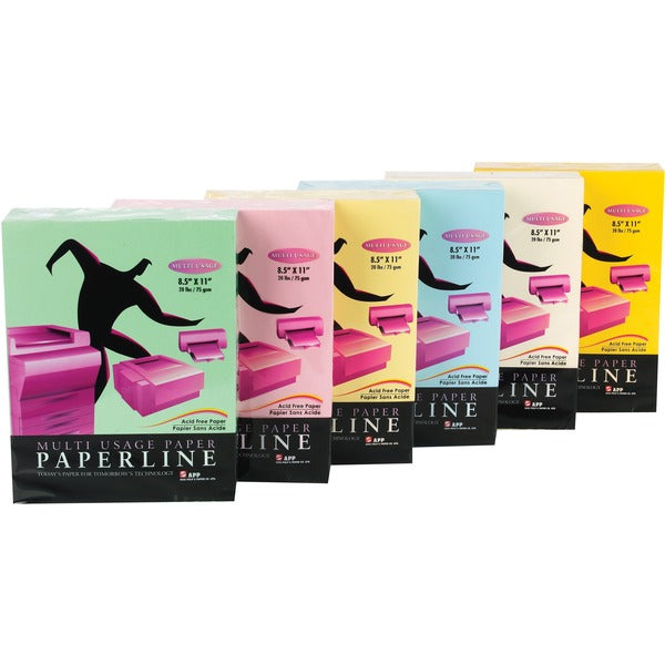 Paperline Colour Paper Multi Usage - Pastel Yellow - Letter - 8 1/2" x 11" - 20 lb Basis Weight - 500 / Pack - Yellow