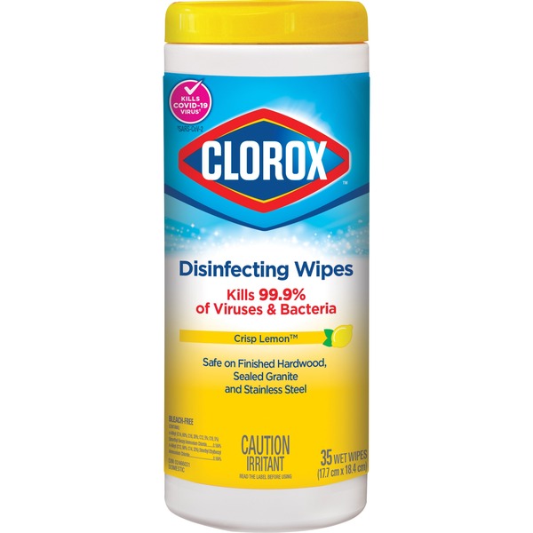 Clorox Disinfecting Wipes - Lemon Scent - Streak-free, Pre-moistened - 35 - 1 Each