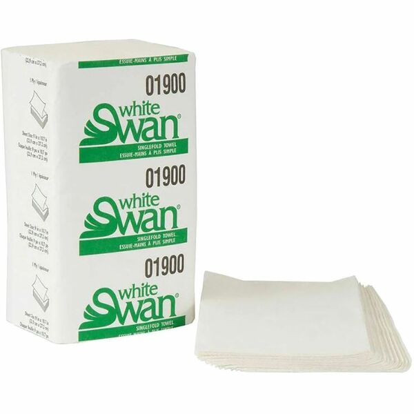 Kruger White Swan&reg; Single fold Towels - 1 Ply - Single Fold - White - 4000.0 / Box