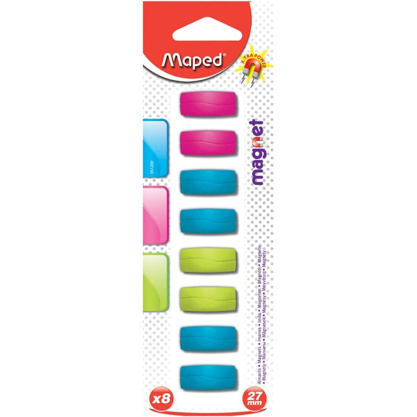 Maped Board Magnet - 1.06" (27 mm) Diameter - Rectangle - 8 / Pack - Assorted