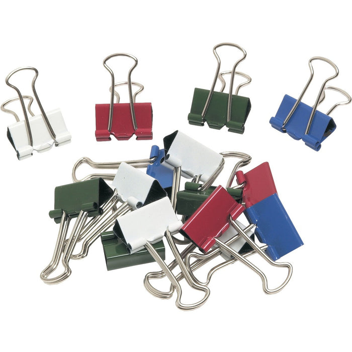 Westcott 3/4" (19 mm), Coloured Fold Back Clips, 25/tub - 0.4" (10 mm) Size Capacity - for Paper, Office - Rust Resistant, Removable Handle, Storage Space, Easy to Use, Foldable - Assorted - Tempered Steel - 10 / Box