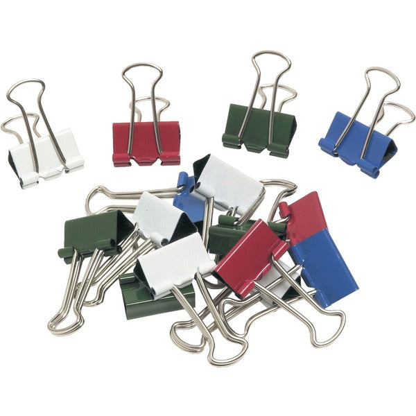 Westcott 3/4" (19 mm), Coloured Fold Back Clips, 25/tub - 0.4" Size Capacity - for Paper, Office - Rust Resistant, Removable Handle, Storage Space, Easy to Use, Foldable - 10 / Box - Assorted - Tempered Steel