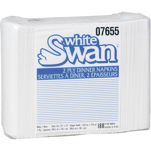 Kruger White Swan&reg; Napkins - 2 Ply - 1/8 Fold - 188 / Pack