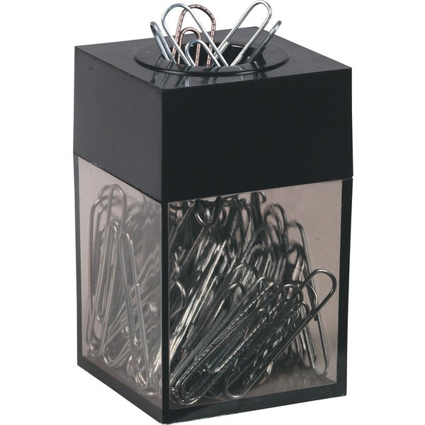 Westcott Smoke Bottom Paper Clip Dispenser - 1.75" (44.45 mm) Height x 1.75" (44.45 mm) Width x 2.75" (69.85 mm) Depth - Black, Smoke - Compact, Removable, Magnetic - 1 Each