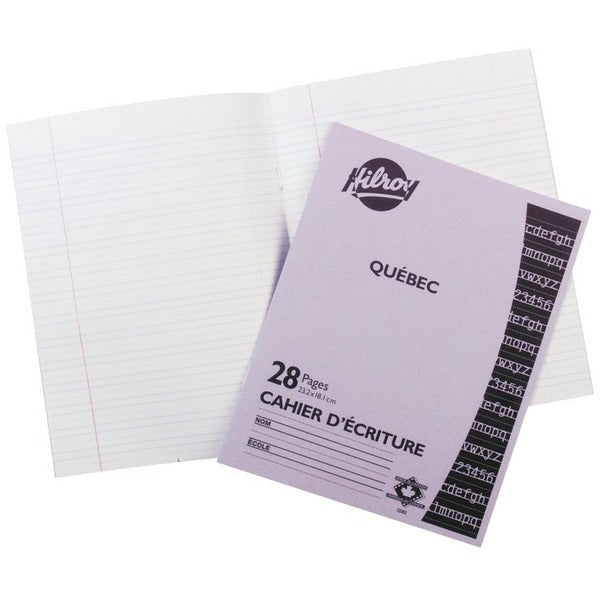 Qu&eacute;bec Stitched Exercise Book, 28 pages - French Cover - 28 Pages - Stitched - Interlined, Dotted - 9.13" (231.78 mm) x 7.13" (180.98 mm) x 0.13" (3.18 mm) - White Paper - Lightweight - 1 Each