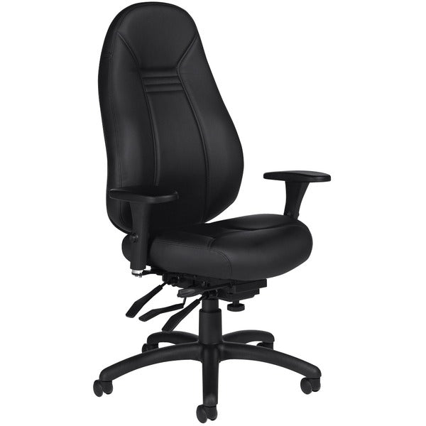 Global&reg; OBUSforme&reg; Comfort Multi-Tilter Chair - Black Mock Leather Seat - Black Mock Leather Back - High Back - 5-star Base - Black - Luxhide, Bonded Leather - Armrest - 1 Each