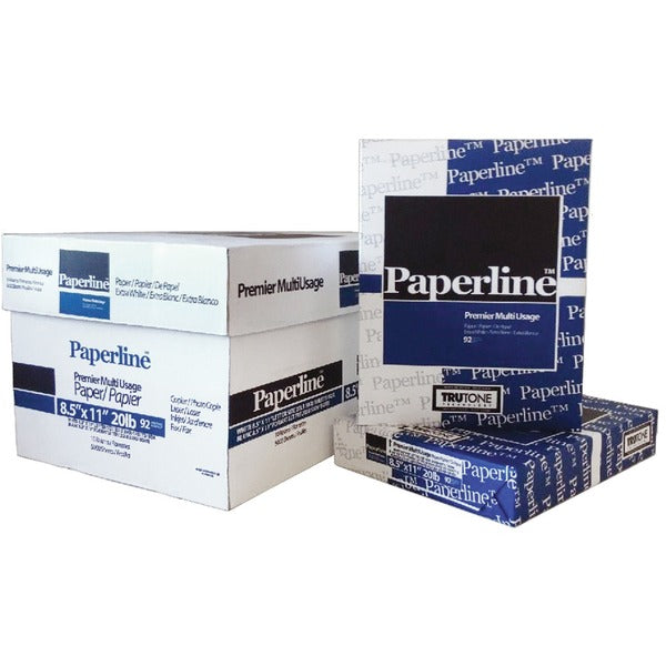Paperline Office Paper - White - 92 Brightness - Letter - 8 1/2" (215.90 mm) x 11" (279.40 mm) - 20 lb (9071.85 g) Basis Weight - White - 5000 / Box